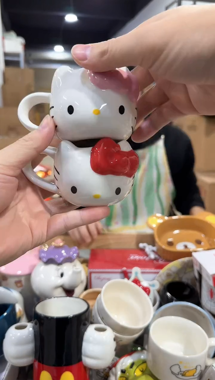 瓷片kkkt 一口杯红色加粉色