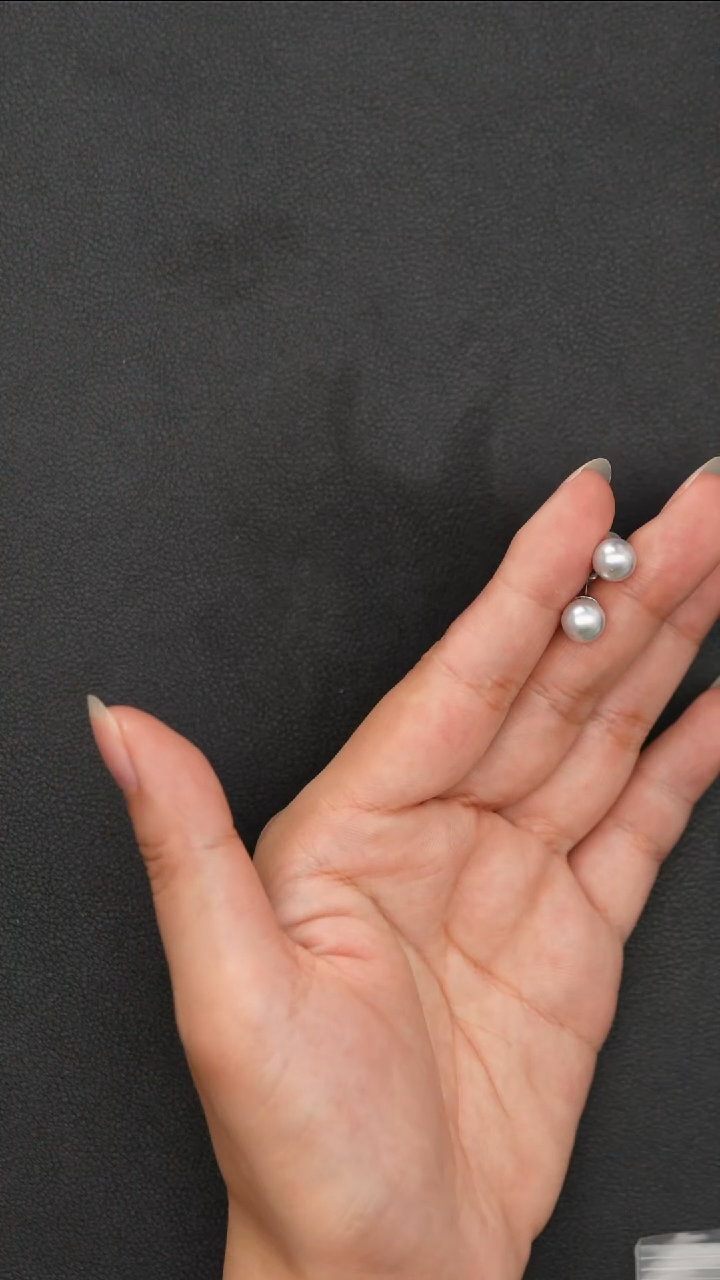 银S925镶嵌海水珍珠耳钉QSY005海水珍珠耳钉