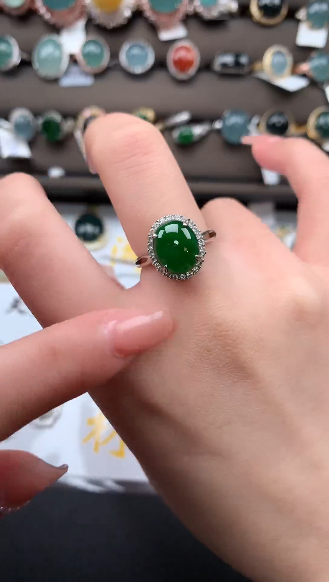 【闪购商品】翡翠戒指银S925镶嵌521412