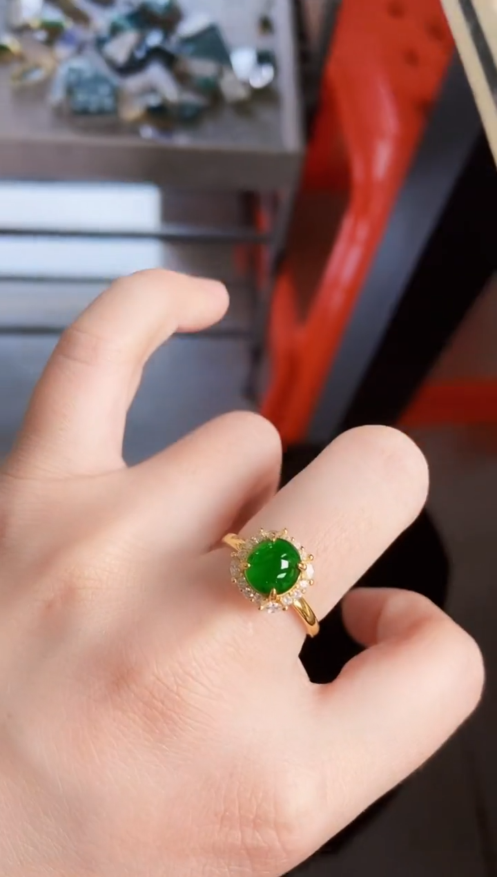 【闪购商品】翡翠戒指银S925镶嵌456644