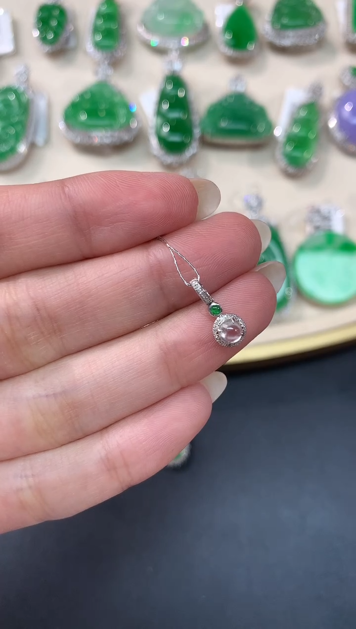 【闪购商品】翡翠吊坠(不含链)18K金镶嵌A210|999