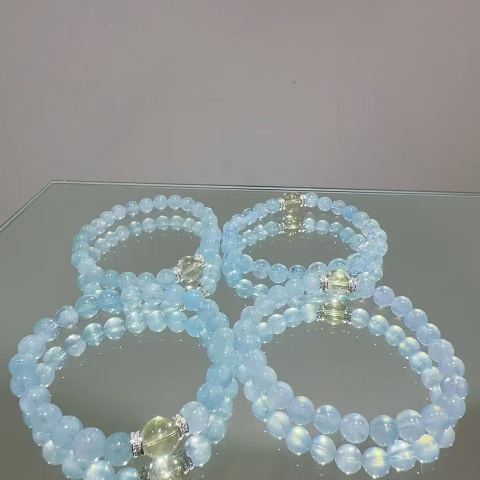 硕夏天然海蓝宝7-8mm设计款手链多样性发其一SX01141