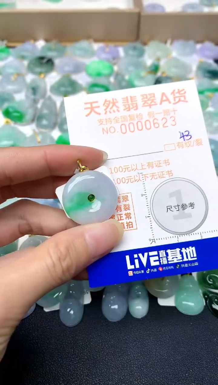 【闪购商品】翡翠颈饰18K金镶嵌43天然A货翡翠