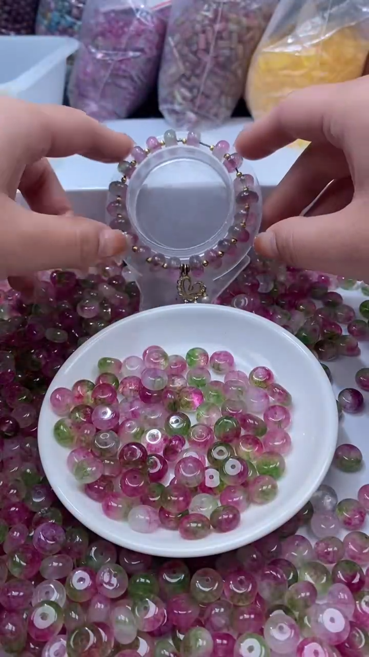 颈饰未镶嵌水晶W3146西瓜碧玺算盘10*6MM*10颗