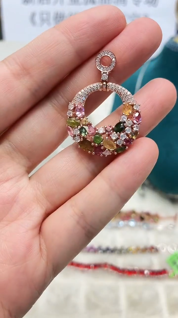 银S925镶嵌吊坠碧玺128ZB1122产品一个（多样性）