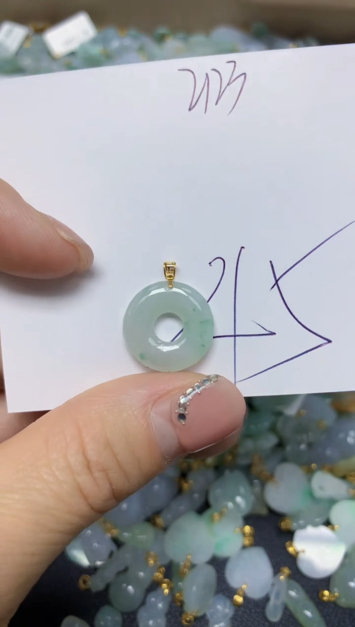 【闪购商品】翡翠挂件18K金镶嵌 天然翡翠A货