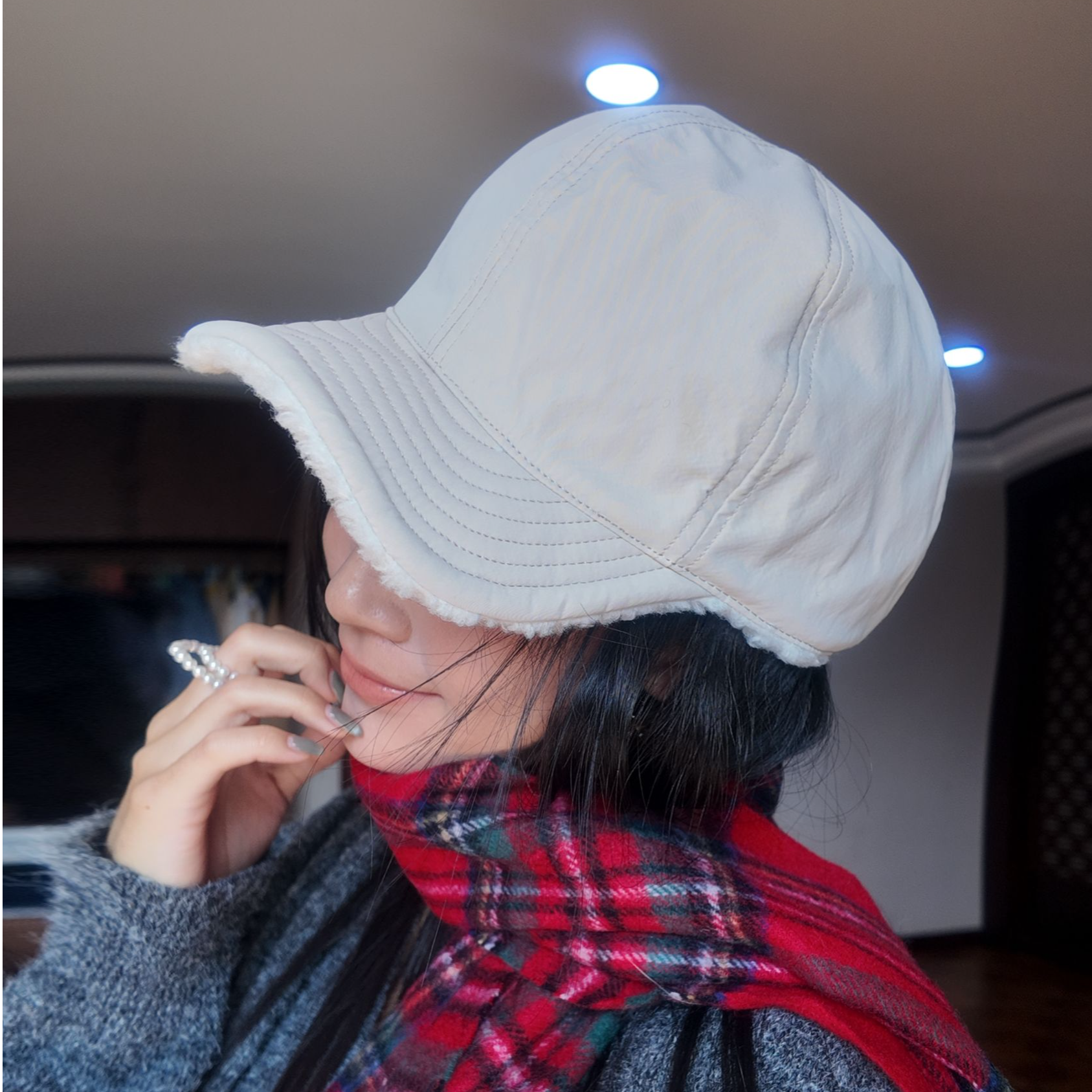 2025新款秋冬日系鸭舌帽简约时尚帽子女式绒帽韩版一帽两戴棒球帽