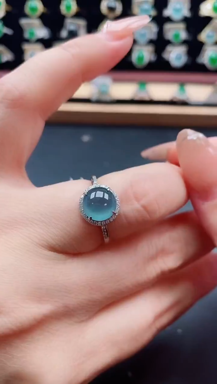 银S925镶嵌戒指翡翠1