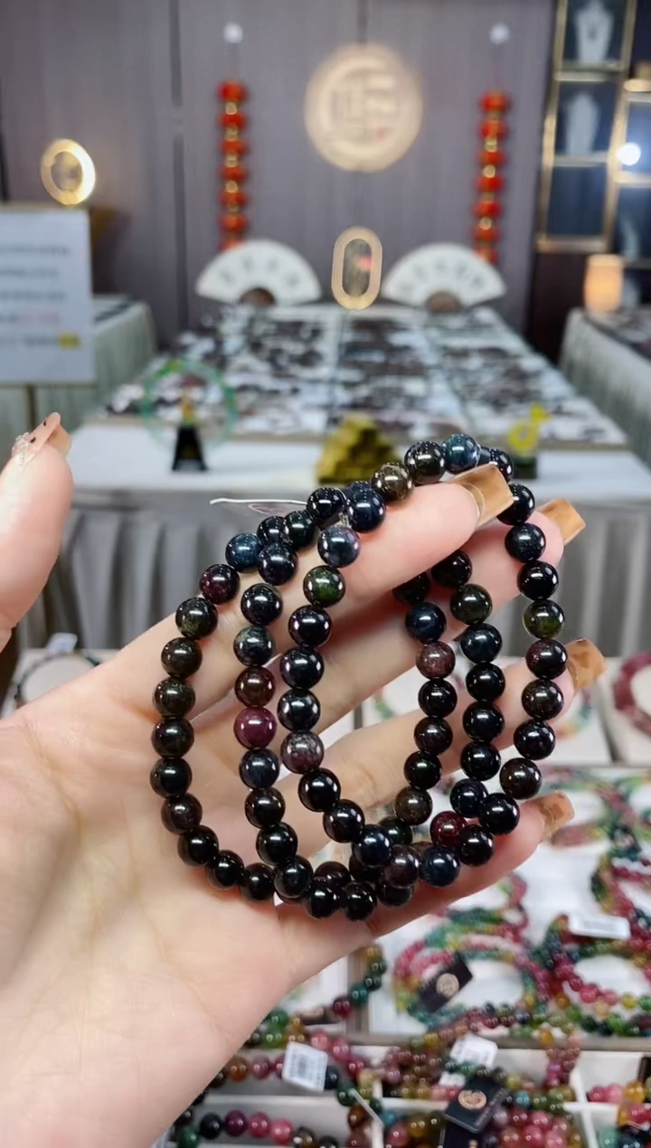 老矿黑糖单圈手串7mm+未镶嵌碧玺dan多样性发货一条