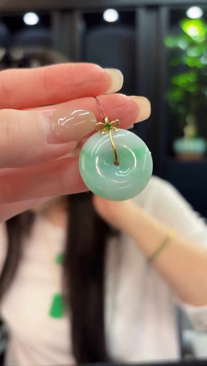 吊坠(不含链)18K金镶嵌翡翠 缅料A货/支持复检/一件