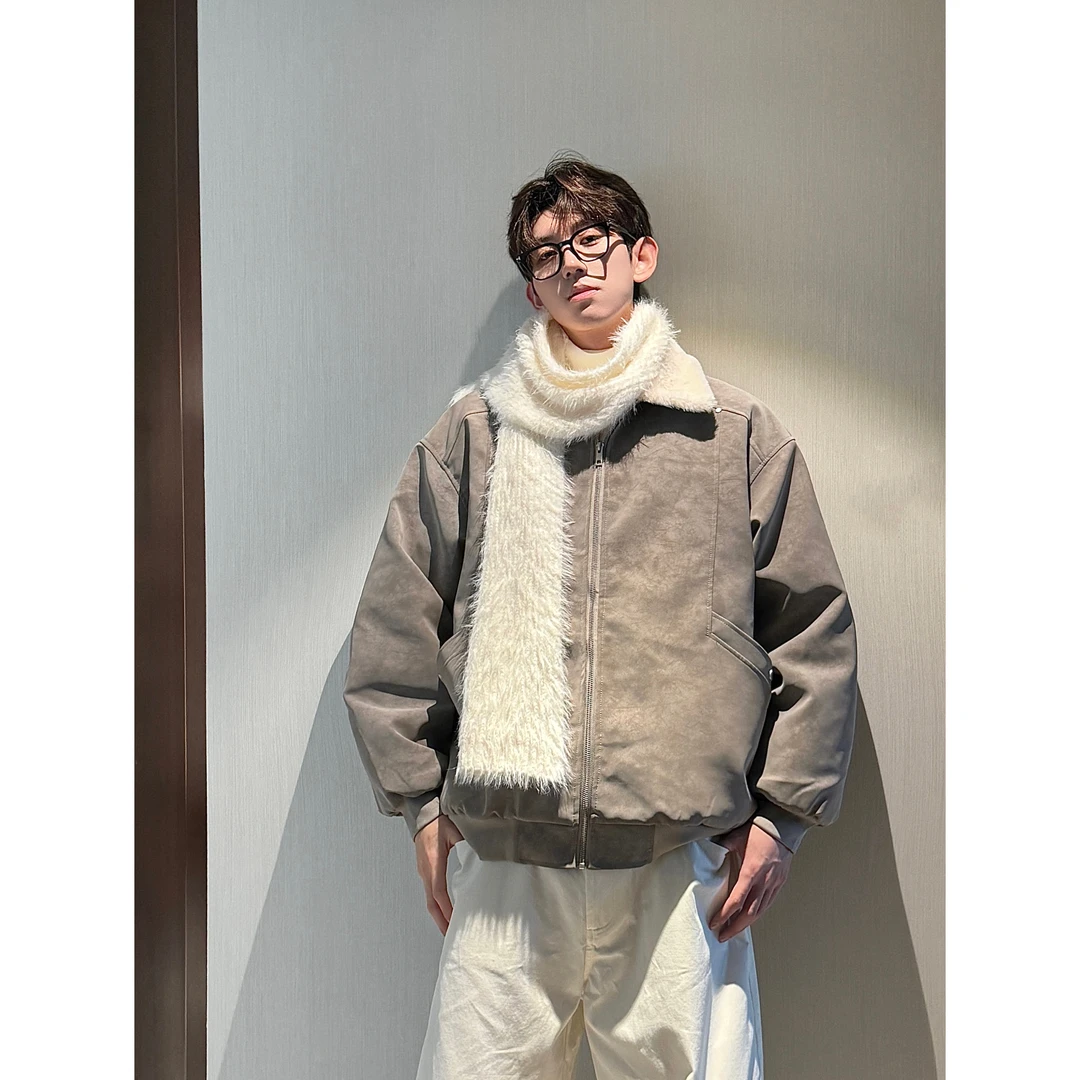 冬季美拉德毛领雾面PU皮棉服加绒加厚保暖百搭情侣棉衣