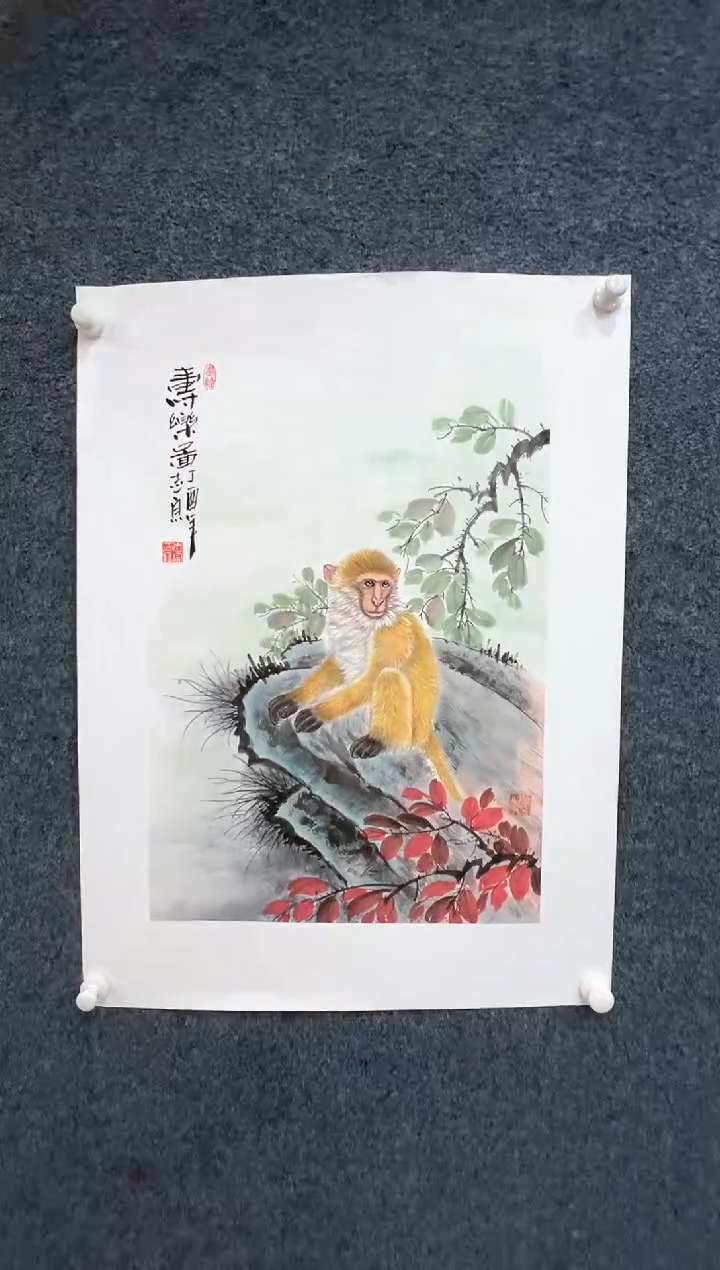【闪购商品】国画1.25-郑志宗-四尺三开动物-019