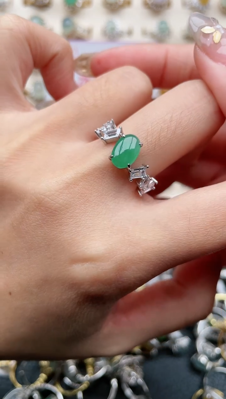 【闪购商品】翡翠戒指银S925镶嵌1111
