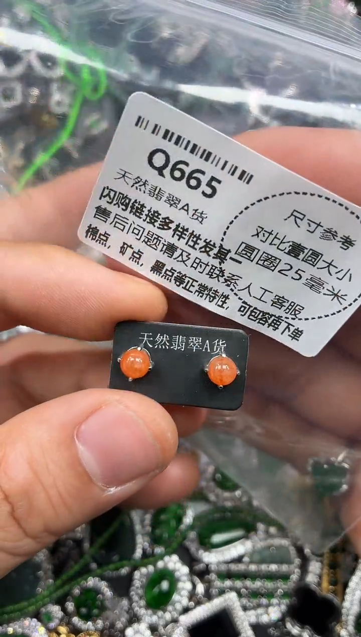 颈饰未镶嵌翡翠Q665耳钉