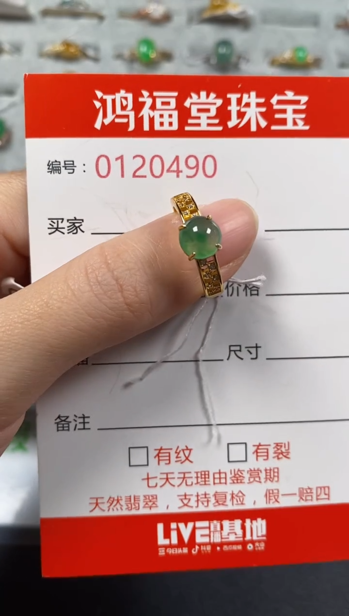 银S925镶嵌戒指翡翠0490