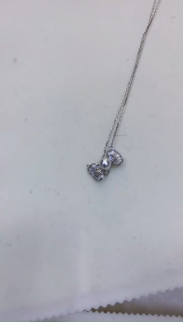 银S925镶嵌海水珍珠饰品蝴蝶套链