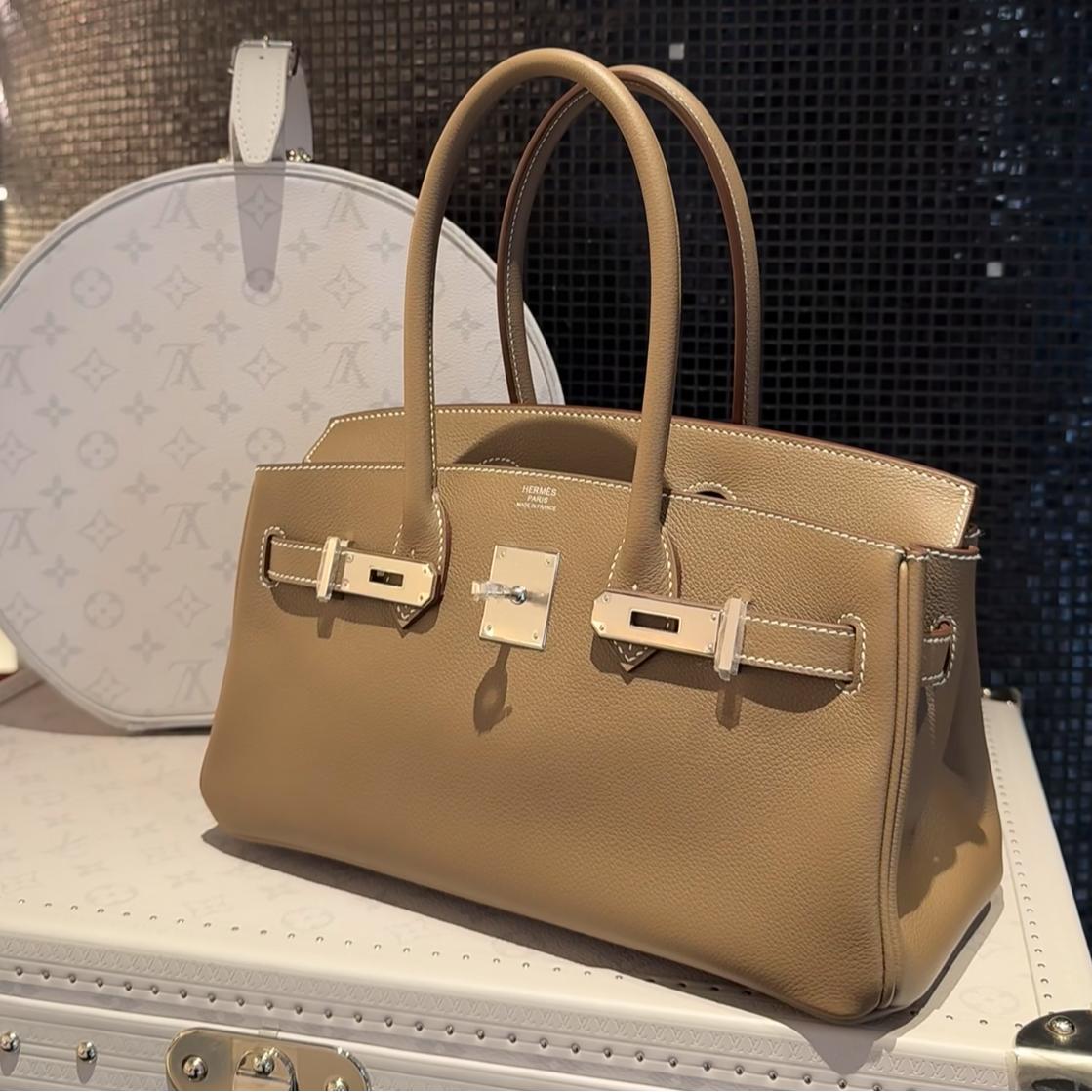 未使用 Hermes/爱马仕 birkin shoulder29 大象灰 银扣 ec皮 K刻