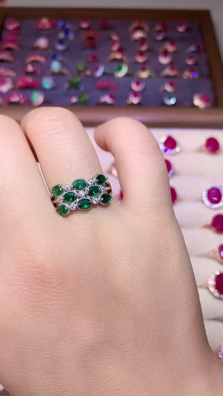 【闪购商品】祖母绿戒指银S925镶嵌0000