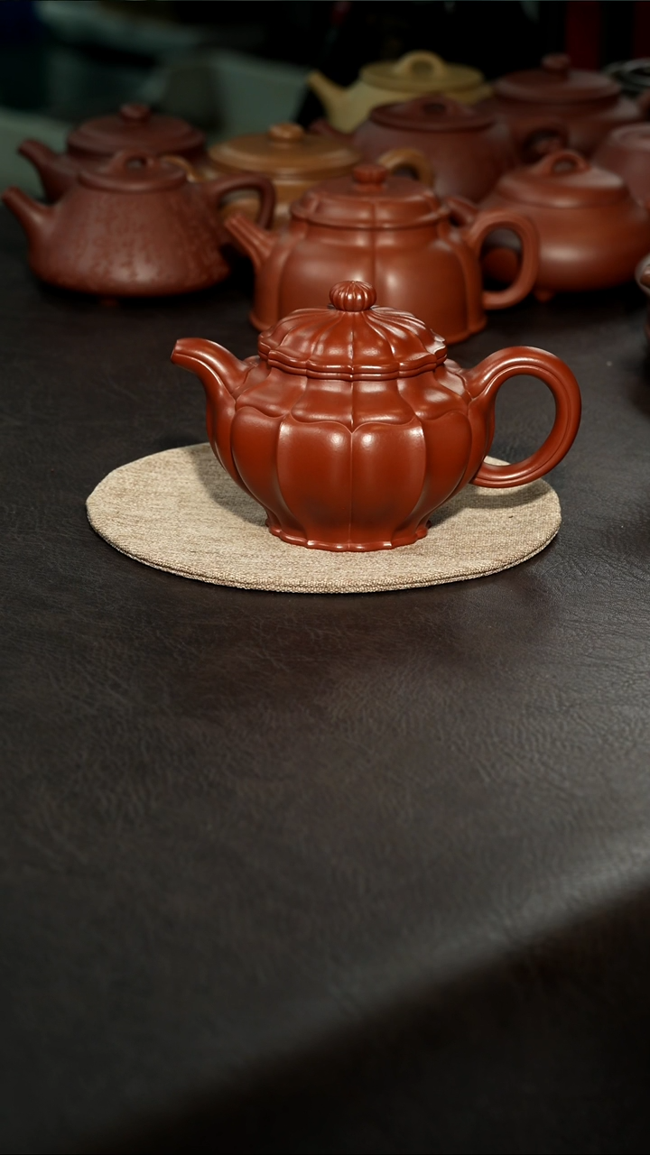 茶壶紫砂天***头菱花掇只，汪陶全手工