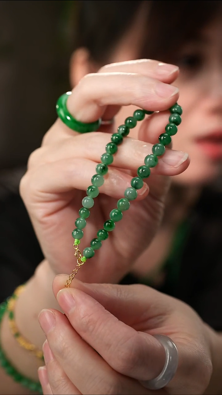 18K金镶嵌手串翡翠翡翠手串