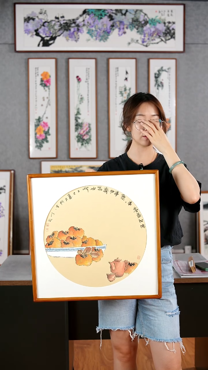 国画阿里丁《事如意皆由心》含框52*52