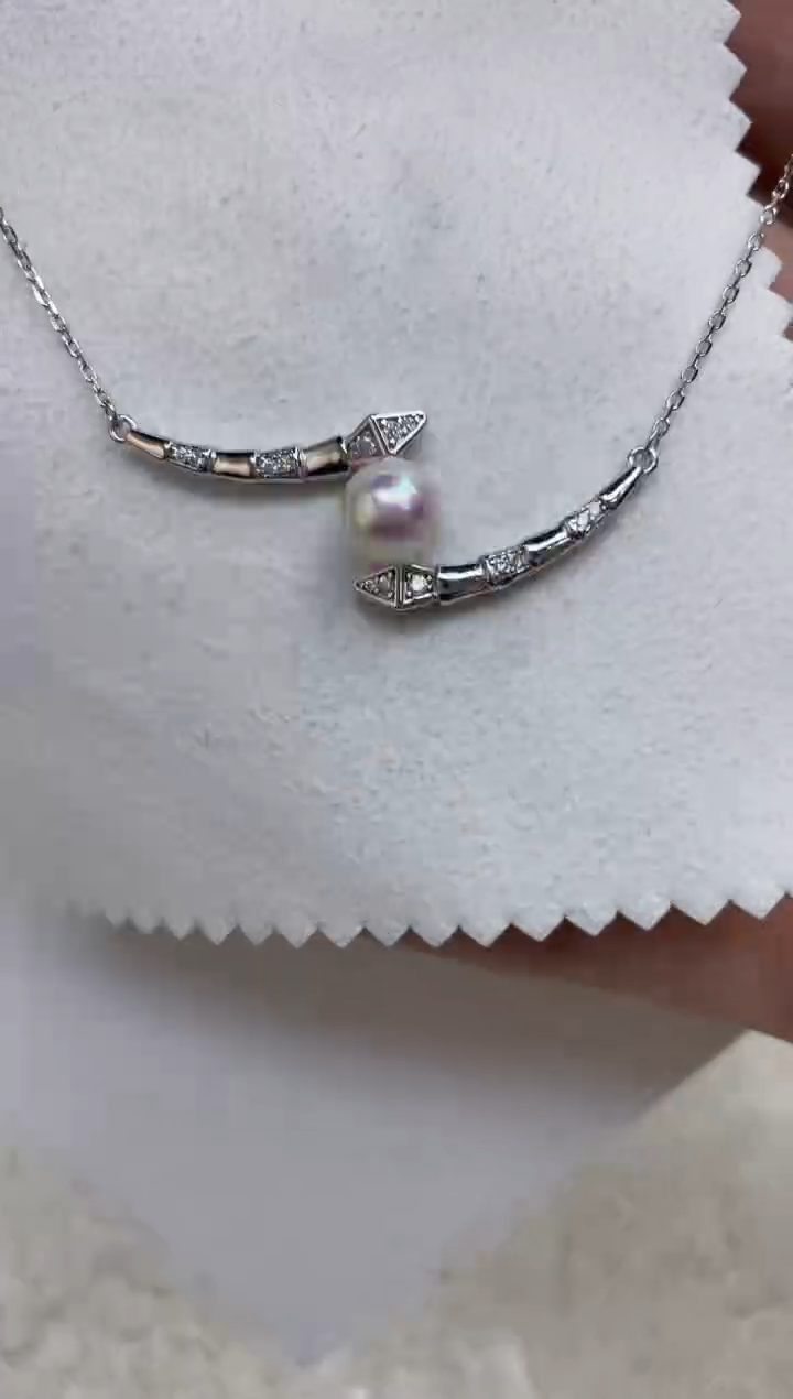 海水珍珠银S925镶嵌颈饰   