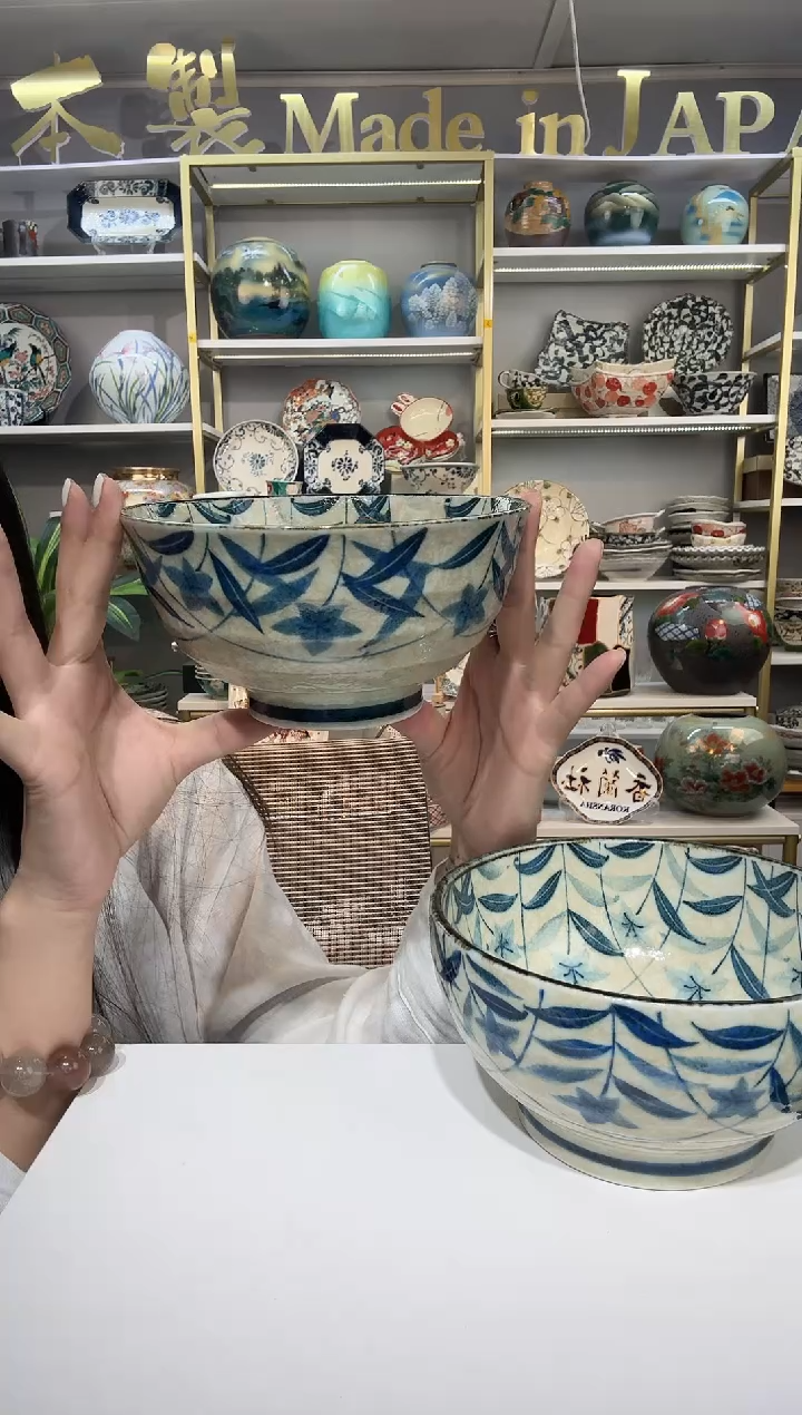 瓷黄泥桔梗陶瓷面（丼）碗17cm2只