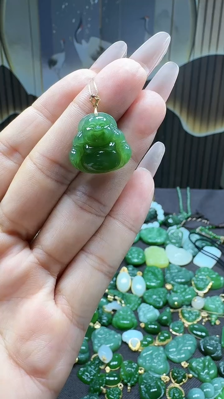 吊坠(不含链)18K金镶嵌和田玉1