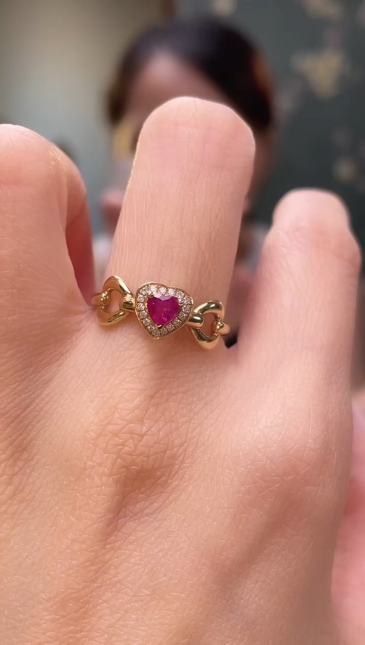 18K金镶嵌戒指红宝石缅甸主石：0.31ct