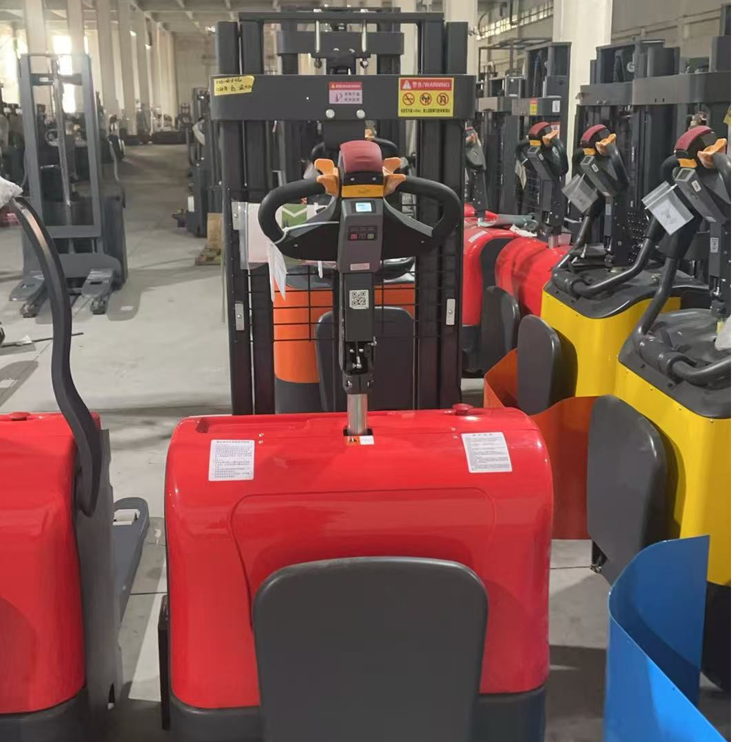 全电动站驾式双起升堆高车仓储货架专用搬运升降机升高叉车