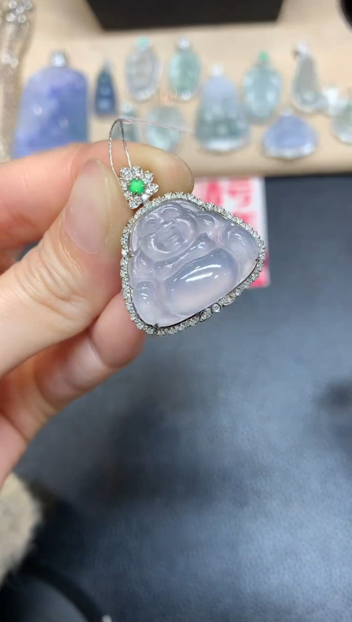 【闪购商品】翡翠吊坠(不含链)18K金镶嵌佛公【无服务费