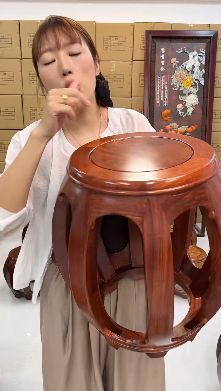 花梨木类家具亚花梨花梨色大号鼓凳八张