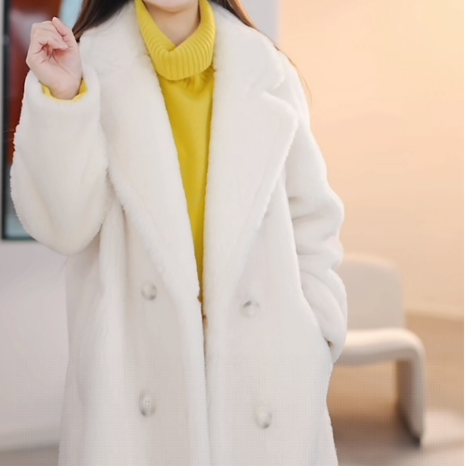 【曼德诗专柜款】2025冬季新款纯羊毛毛毛外套YK27023