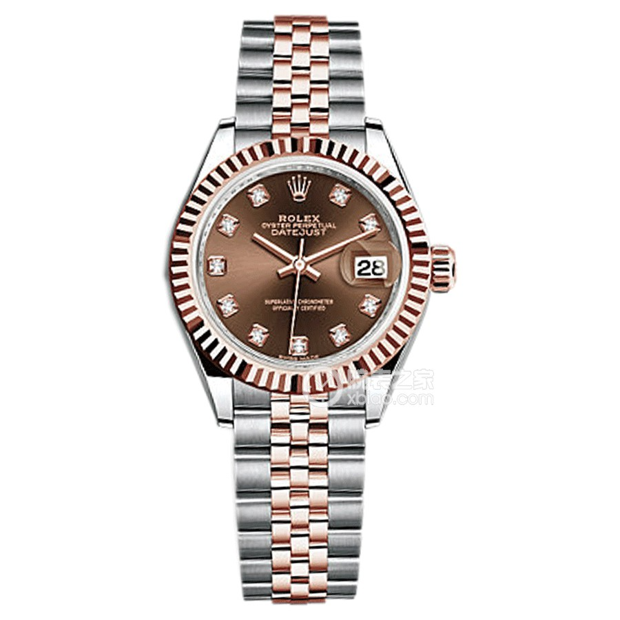 未使用 Rolex/劳力士 女装日志279171/咖盘镶钻28表径/25年全套