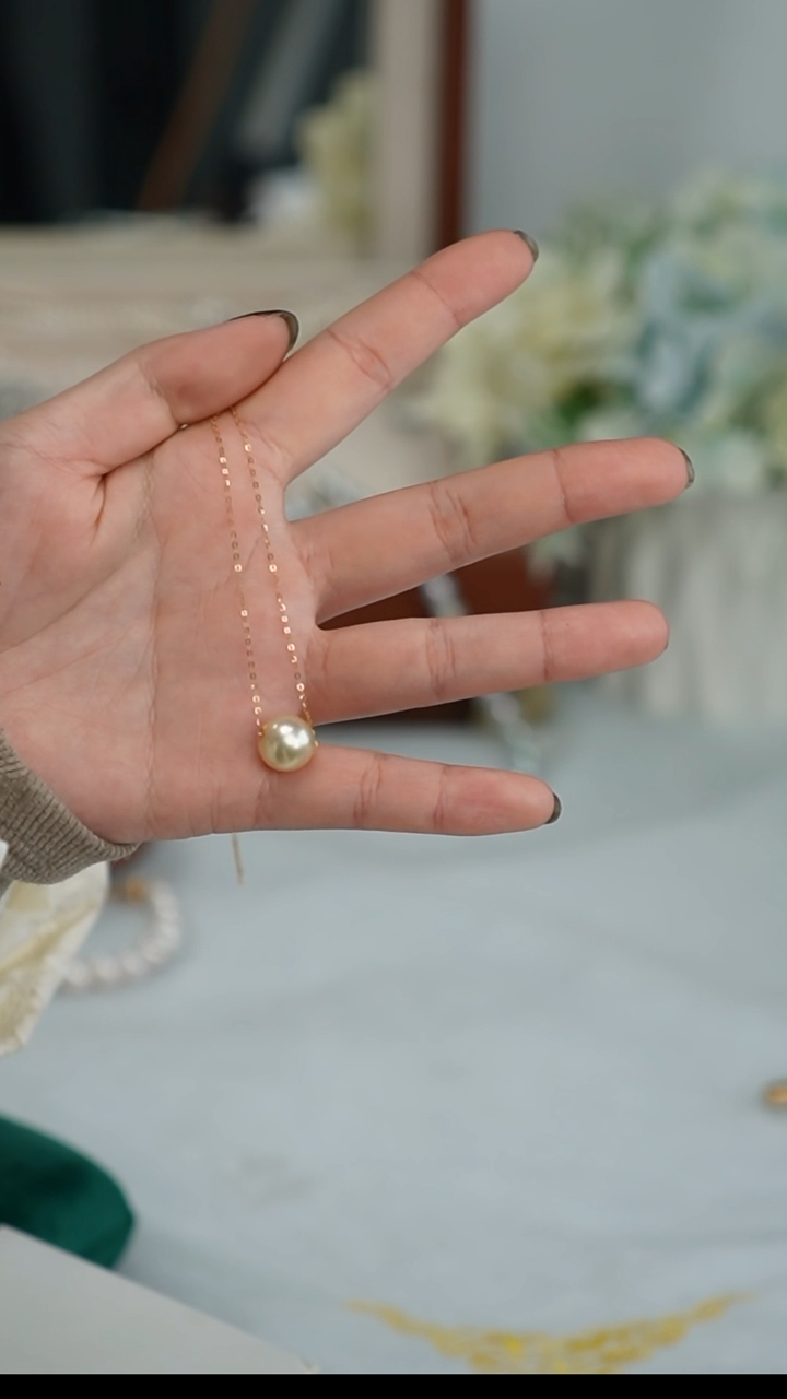 【闪购商品】海水珍珠项链18K金镶嵌项链 11-12mm