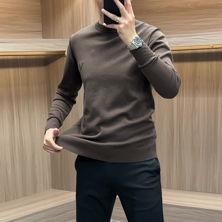莱赛尔男士针织衫毛衣男款秋冬新款长袖圆领休闲大码男装打底衫