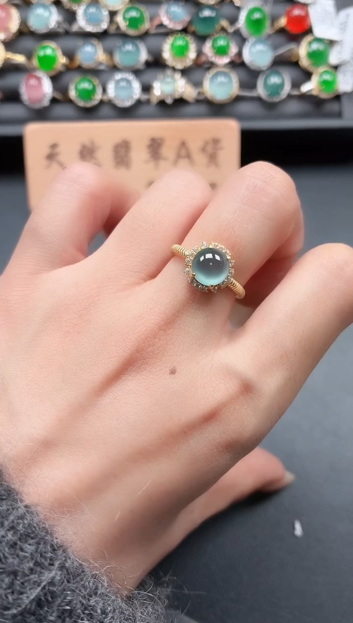 银S925镶嵌戒指翡翠111