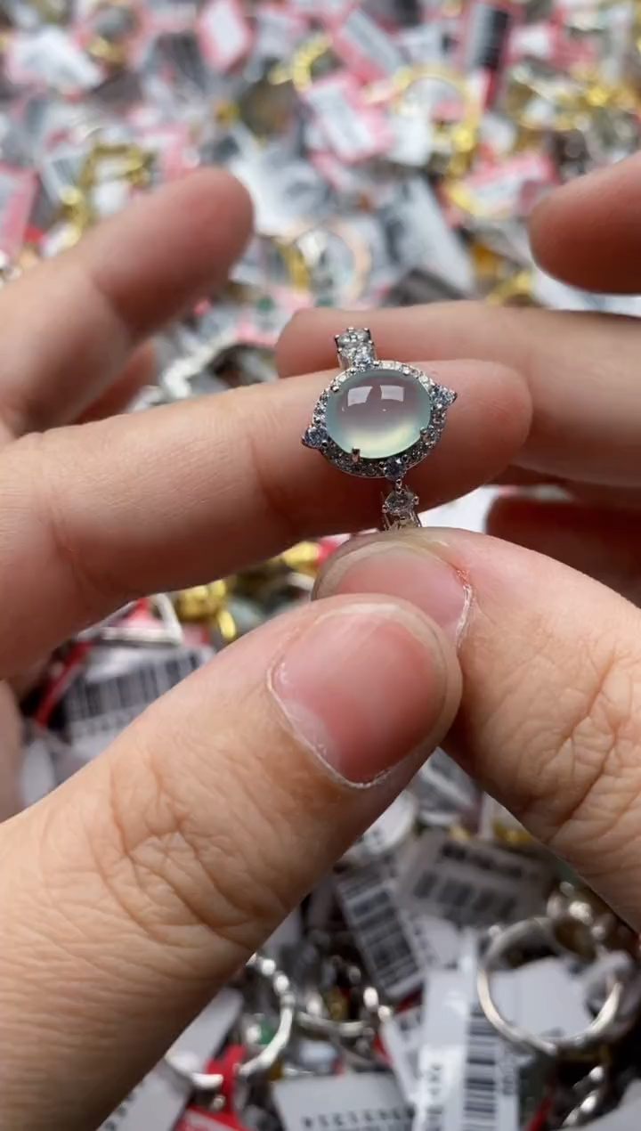 【闪购商品】翡翠戒指银S925镶嵌9999---6