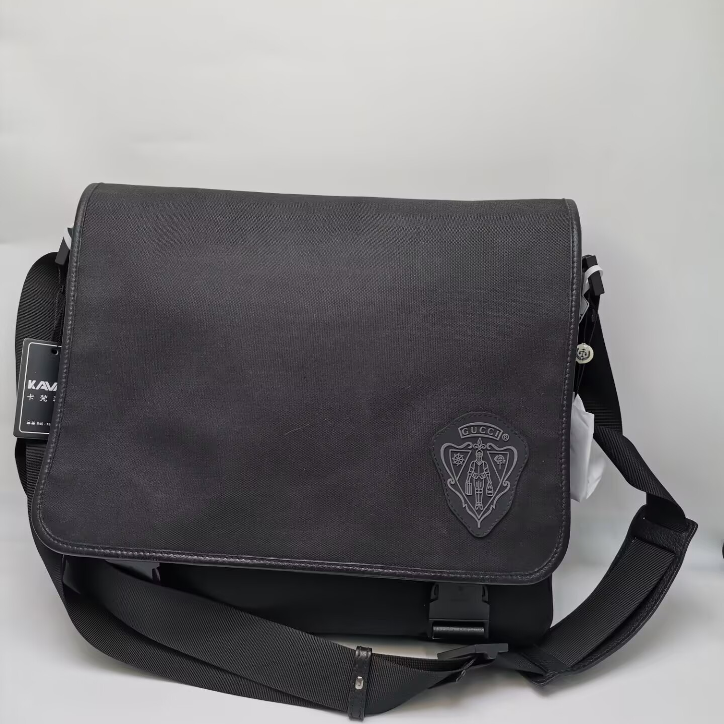 99新 GUCCI/古驰 97新 17032 古驰黑色帆布翻盖斜挎包