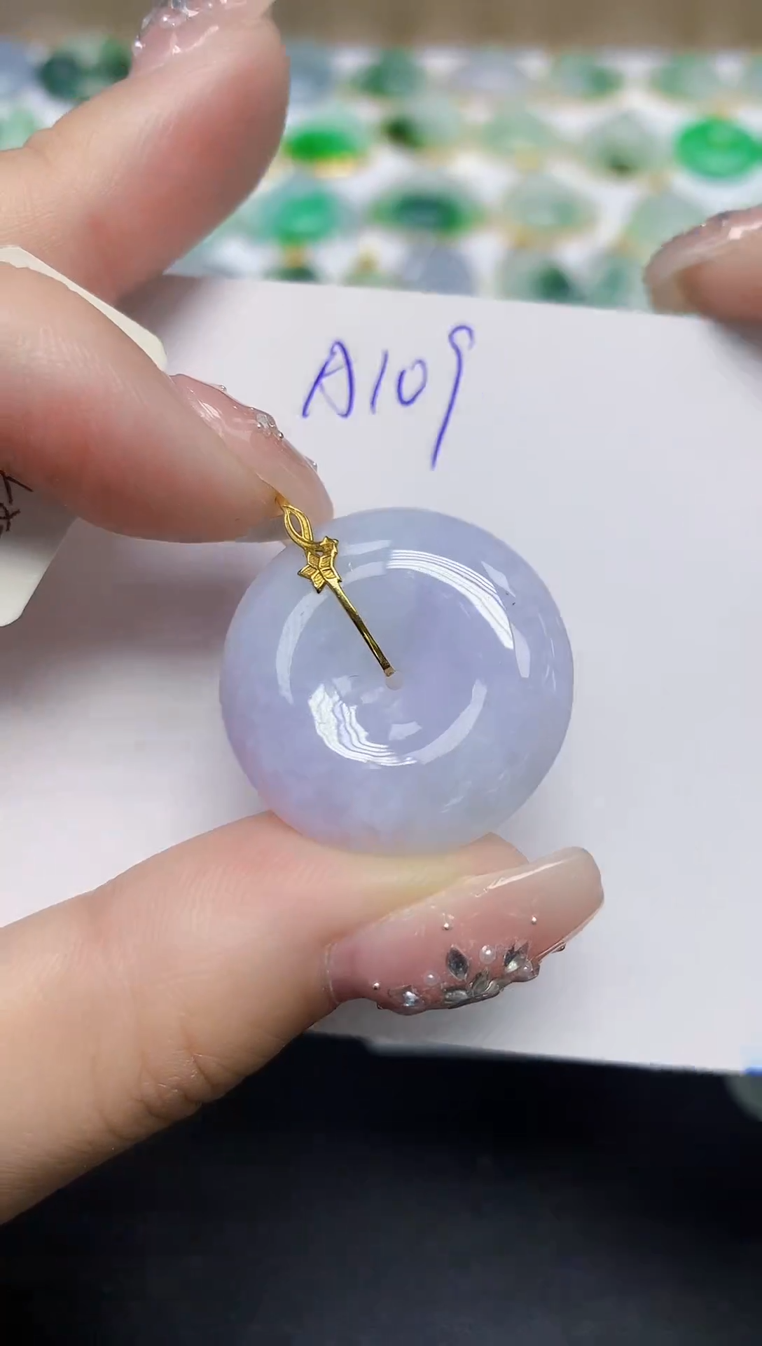 颈饰18K金镶嵌翡翠天然缅甸翡翠A货翡翠百元以上9元证书费自理