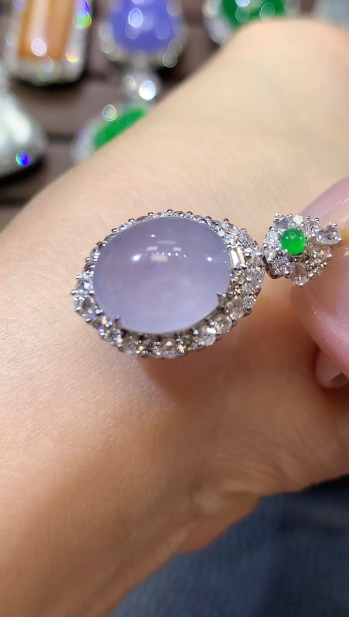 【闪购商品】翡翠吊坠(不含链)18K金镶嵌D25紫货有一定色差