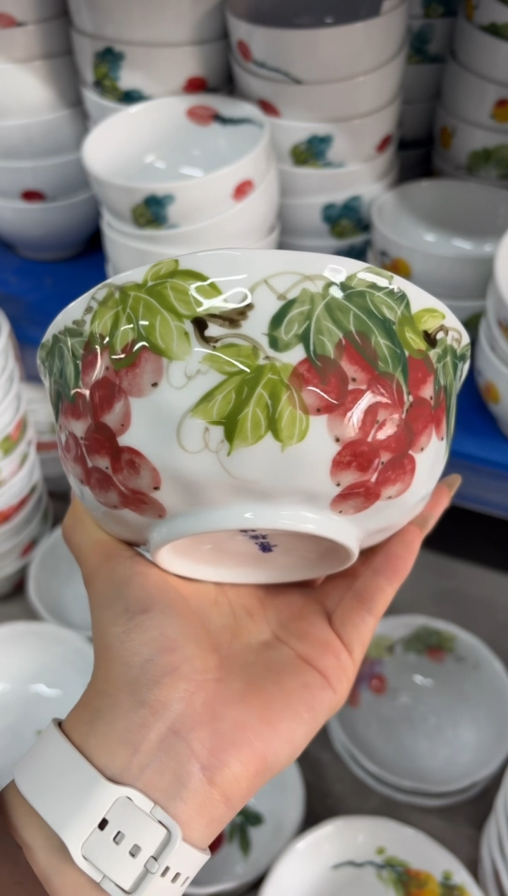 瓷片景德镇高温陶瓷食品级手绘釉中彩-捏捏碗