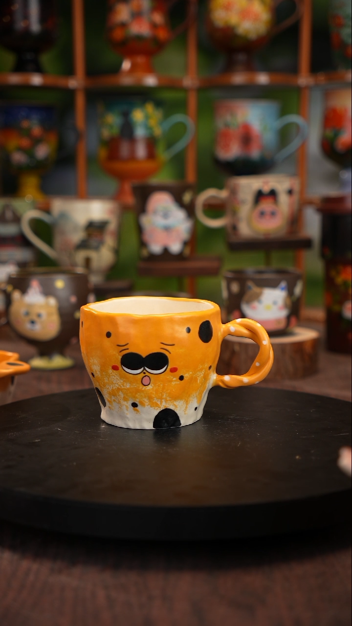 五彩手绘陶瓷杯子