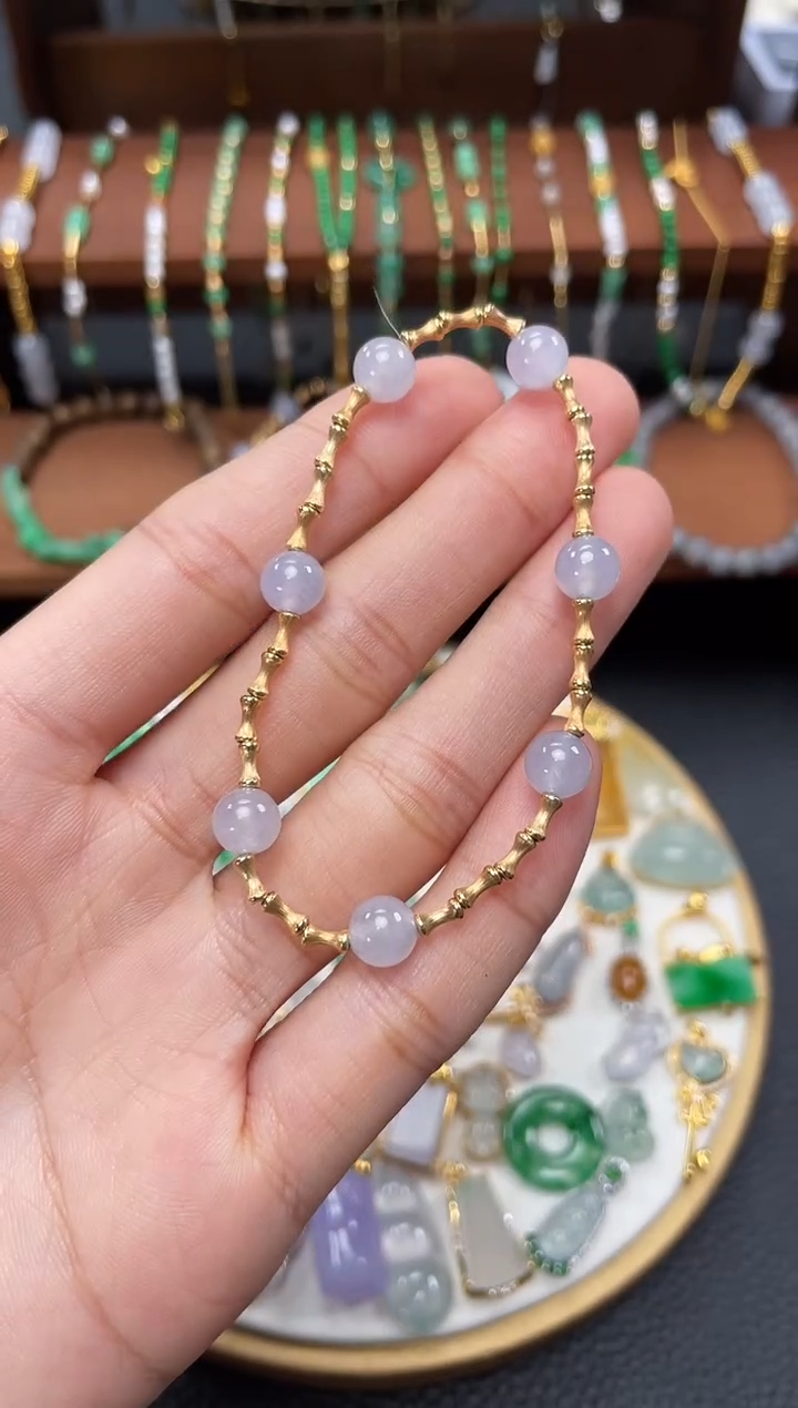 【闪购商品】翡翠套链18K金镶嵌一个 JK458
