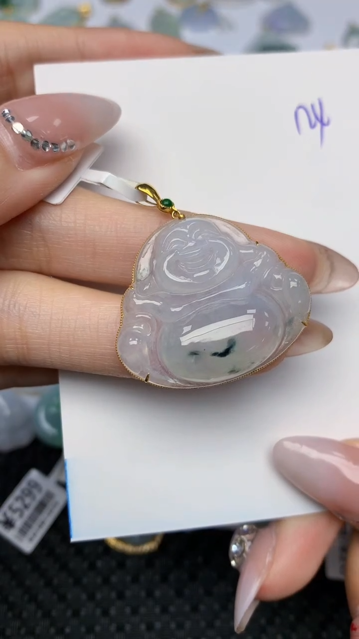 【闪购商品】翡翠颈饰18K金镶嵌天然翡翠A货 1224