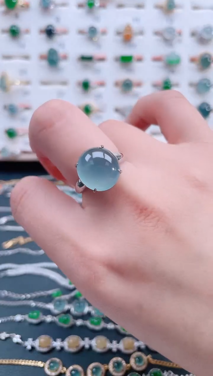 银S925镶嵌戒指翡翠天然翡翠