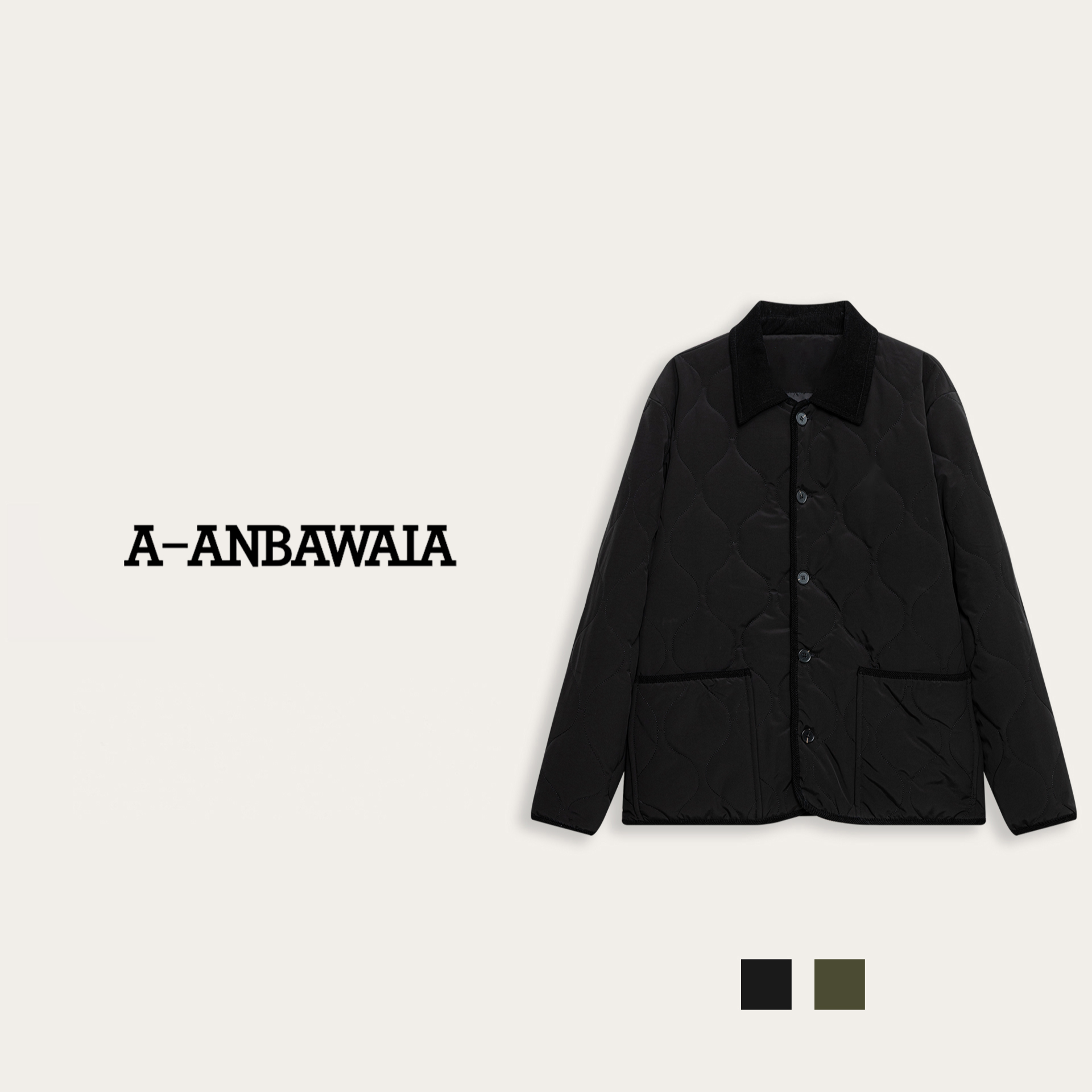 【C36106】【冬天】秋冬新款菱形格拼接翻领时尚百搭棉服外套