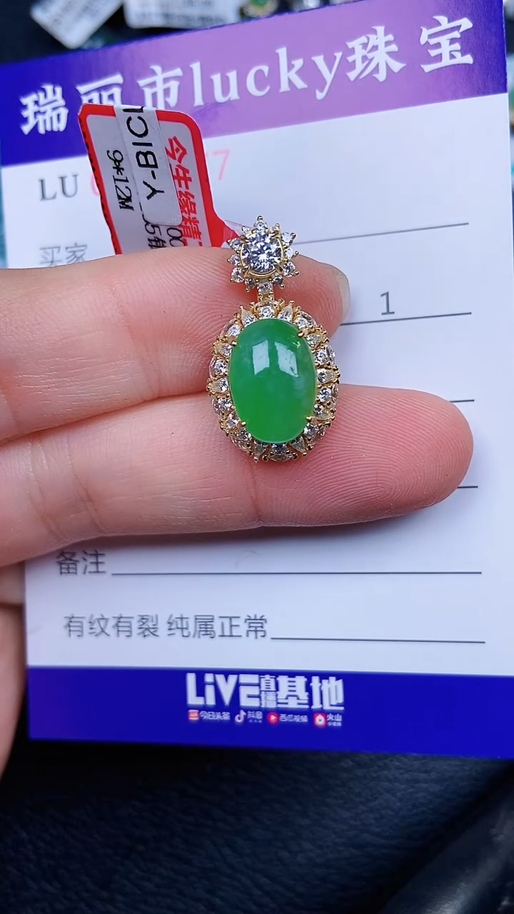 颈饰银S925镶嵌翡翠0877