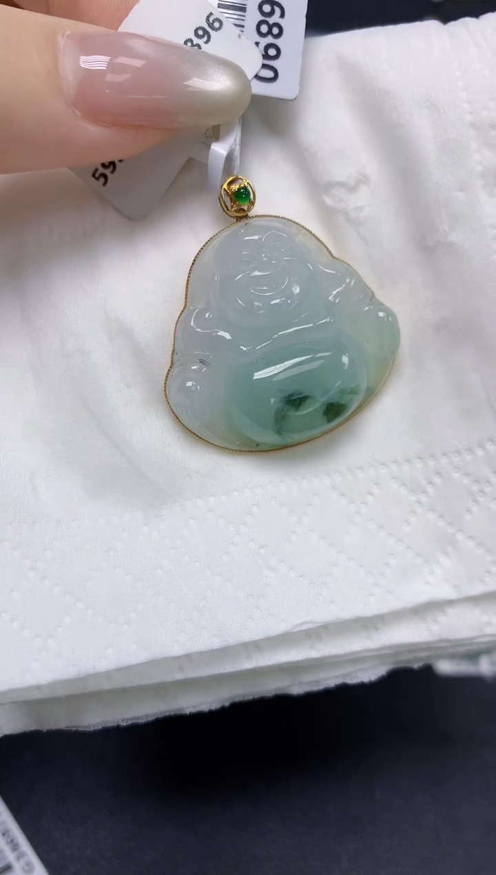 【闪购商品】翡翠18K金镶嵌颈饰天然缅甸翡翠A货