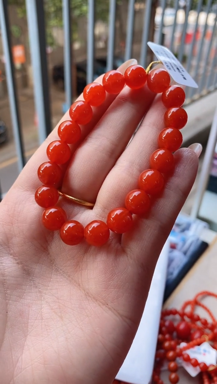 未镶嵌手链南红玛瑙博物馆保山河湾冰红单圈10+mm